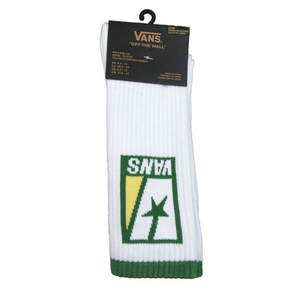 Vans Other - Vans Unisex Retro White Green Striped Crew Socks Size 9.5 -13 (1 Pair) NEW